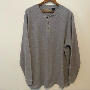 VTG Naturalife Gray Waffle Knit Thermal Henley Shirt Men’s L Y2K Gorpcore
